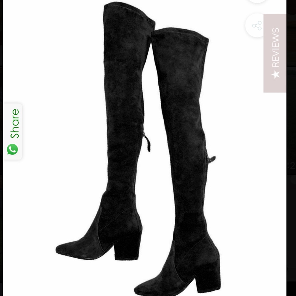 'ELLIS' BLACK CLASSIC OVERKNEE SUEDE LEATHER BOOTS